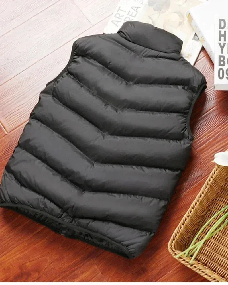 2024 New Puffer Sleeveless Coats Mens Solid Color Down Jacket Winter Warm Vest Jacket Men Waistcoat Outwear Windbreaker Clothing