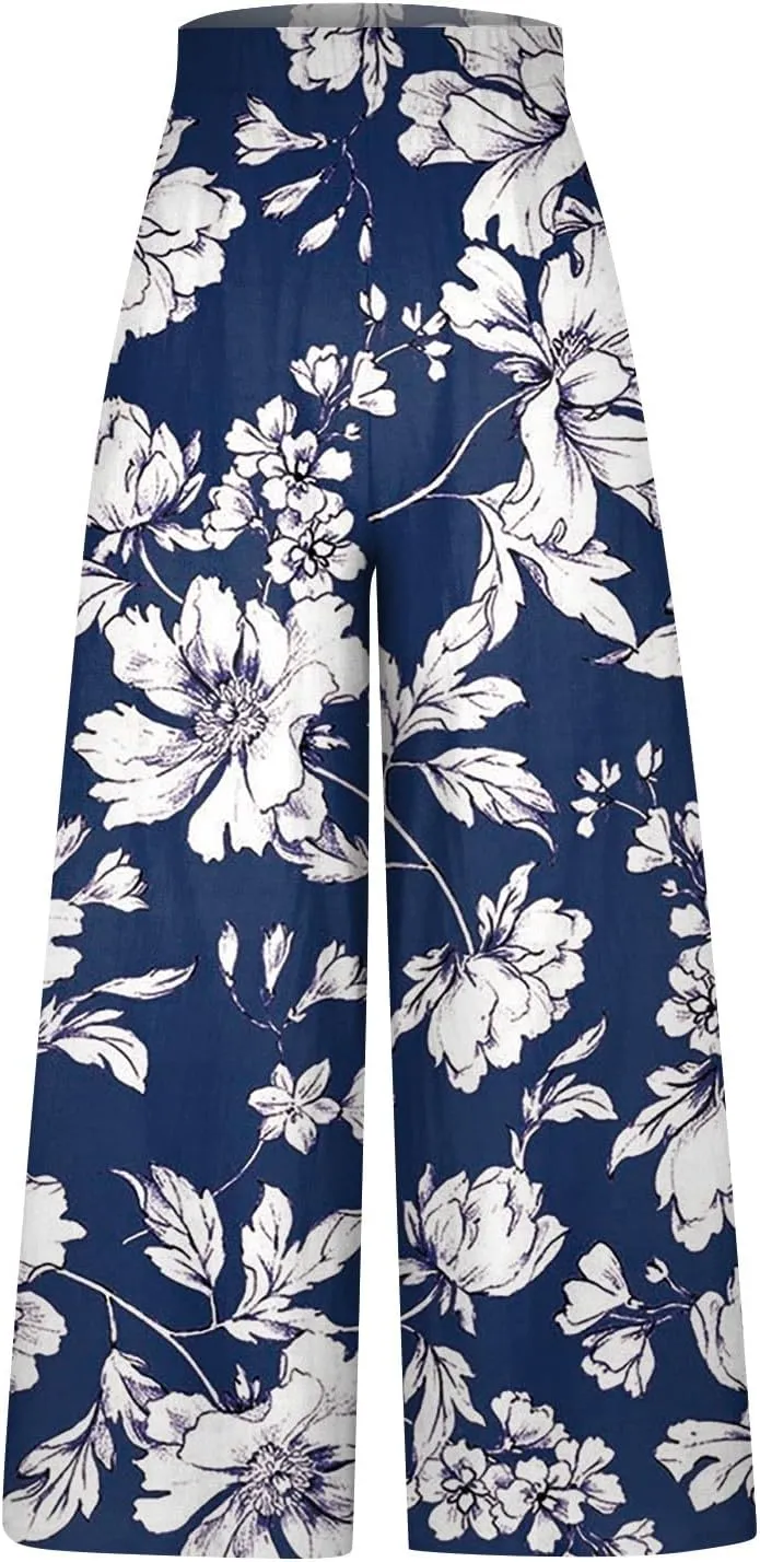 2025 Beach Vacation Linen Wide Leg Palazzo Drawstring Pants That Look Like Skirts- Flowy Boho Gauze Trousers