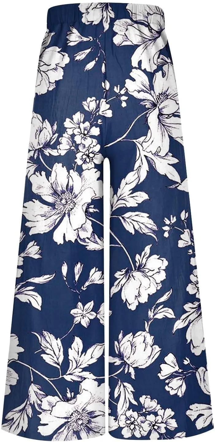 2025 Beach Vacation Linen Wide Leg Palazzo Drawstring Pants That Look Like Skirts- Flowy Boho Gauze Trousers