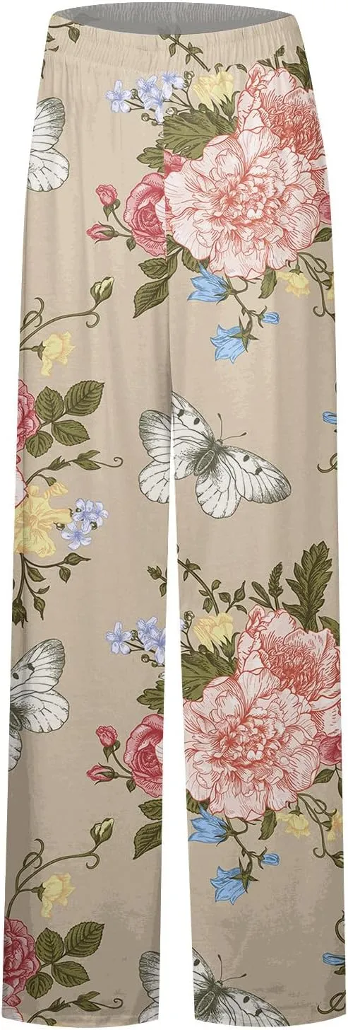 2025 Trendy Summer Flowy Gauze Pants That Look Like Skirts- Boho Drawstring Linen Wide Leg Palazzo Trousers
