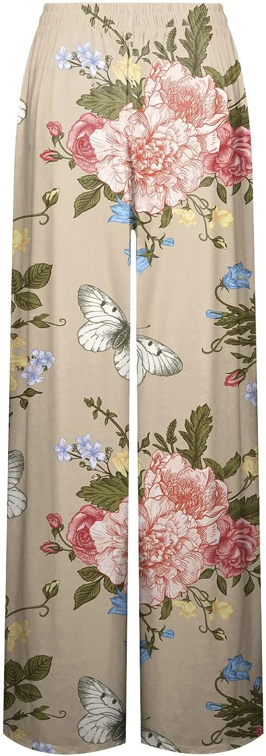2025 Trendy Summer Flowy Gauze Pants That Look Like Skirts- Boho Drawstring Linen Wide Leg Palazzo Trousers