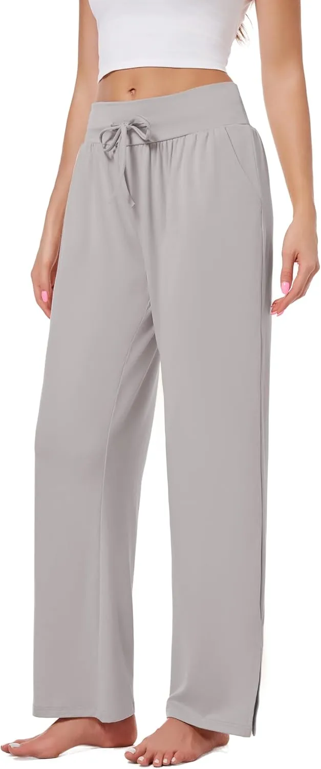 3 Pack Women's Lounge Pants Wide Leg Yoga Sweatpants with Pockets High Waisted Drawstring Lounge Loose Workout Jogger