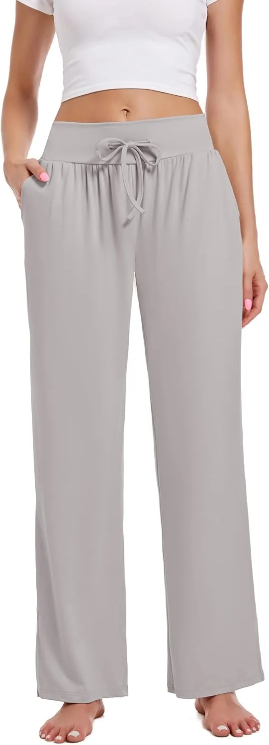 3 Pack Women's Lounge Pants Wide Leg Yoga Sweatpants with Pockets High Waisted Drawstring Lounge Loose Workout Jogger