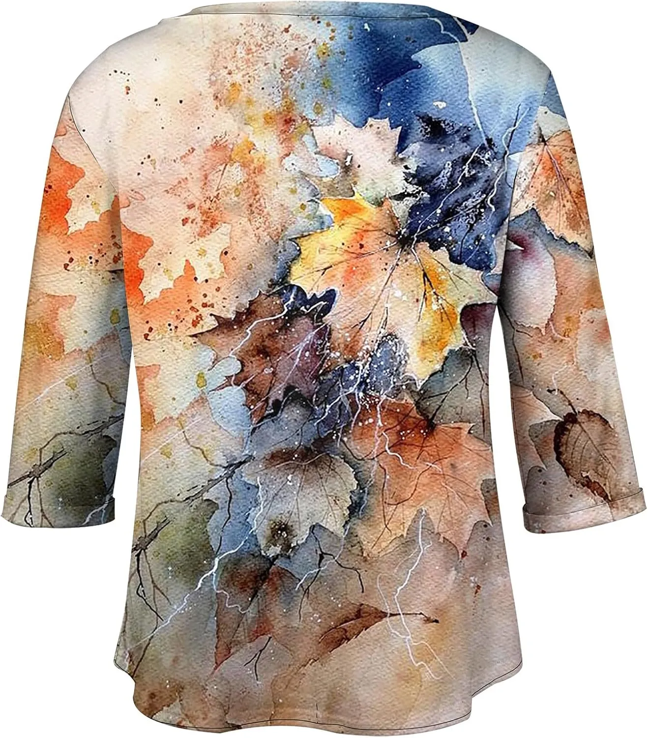 3/4 Sleeve Women Tops Winter Tops Dressy Casual Elbow Length Sleeve Vneck Shirts Tie Dye Gradient Loose Fall Clothing