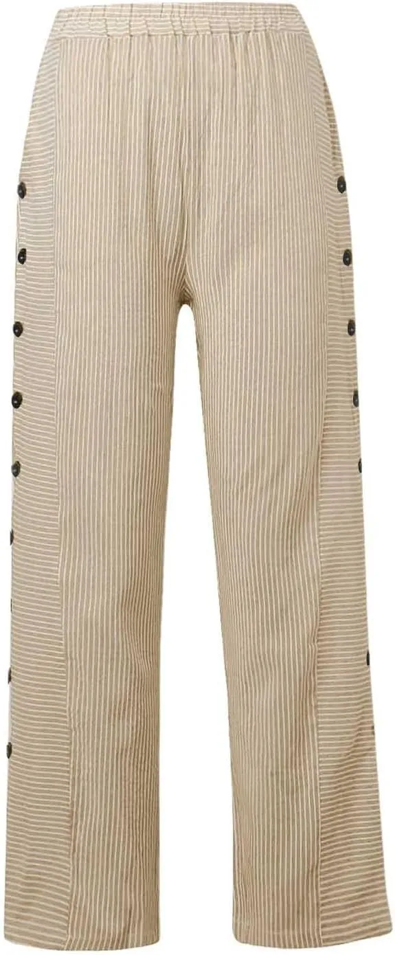 ADHOWBEW Cotton Linen Pants Women Summer 2025 Trendy Cover Ups Flowy Elastic Waist Loose Fit Comfy Casual Trousers Slacks