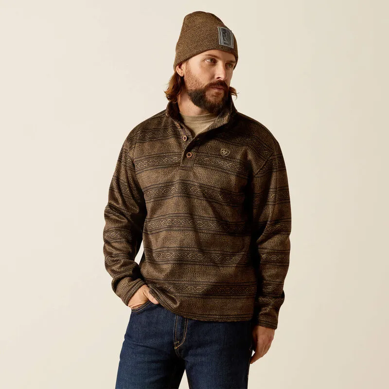 Ariat Men's Wesley Quarter Button Sweater in Brown Southwest Serape