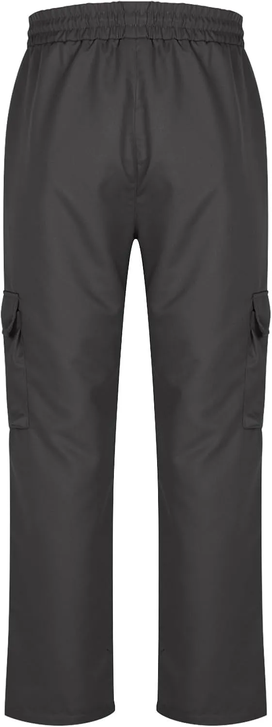 Baggy Straight Leg Cargo Pants for Men Drawstring Waist Work Pants with Pockets Spring Fashion Open Bottom Trousers