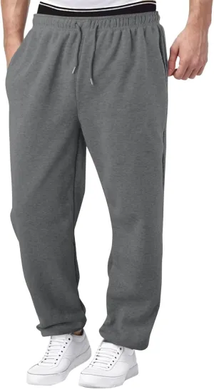 Baggy Sweatpants Men Tapered Loose Fit Trousers Drawstring Pants Elastic Waist Workout Slacks with Pockets
