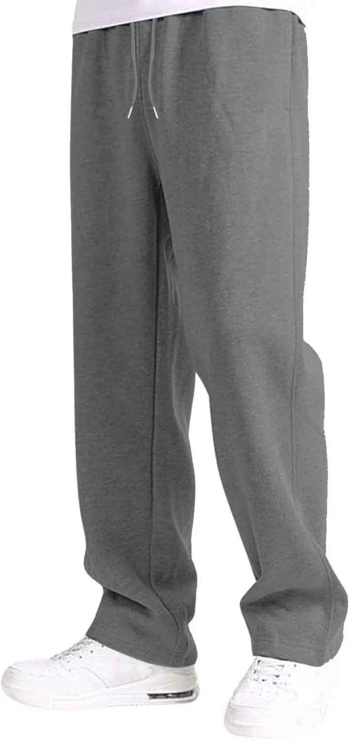 Baggy Sweatpants Men Tapered Loose Fit Trousers Drawstring Pants Elastic Waist Workout Slacks with Pockets