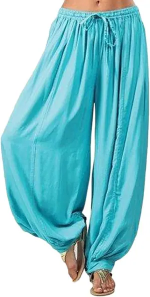 Black Linen Pants Women Plus Size Beach Baggy Wide Leg Pants with Pockets Solid Business Palazzo Pants for Women