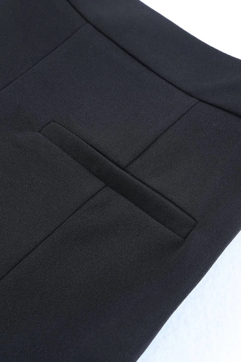 Black Split Hem High Waist Pants: S