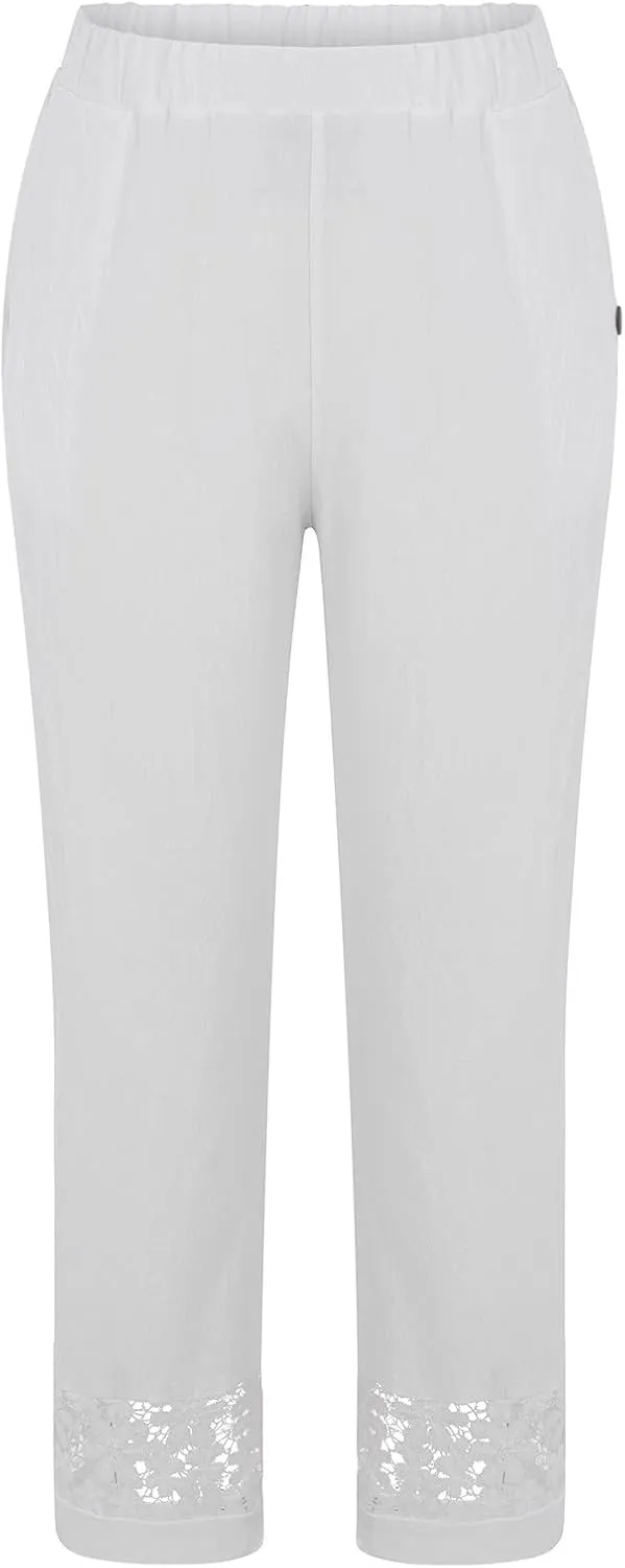 Boho Clothes for Women Buckle Pants with Elegant Pockets and Casual Wide Leg Fashion Plus Size Linen Pants for Women