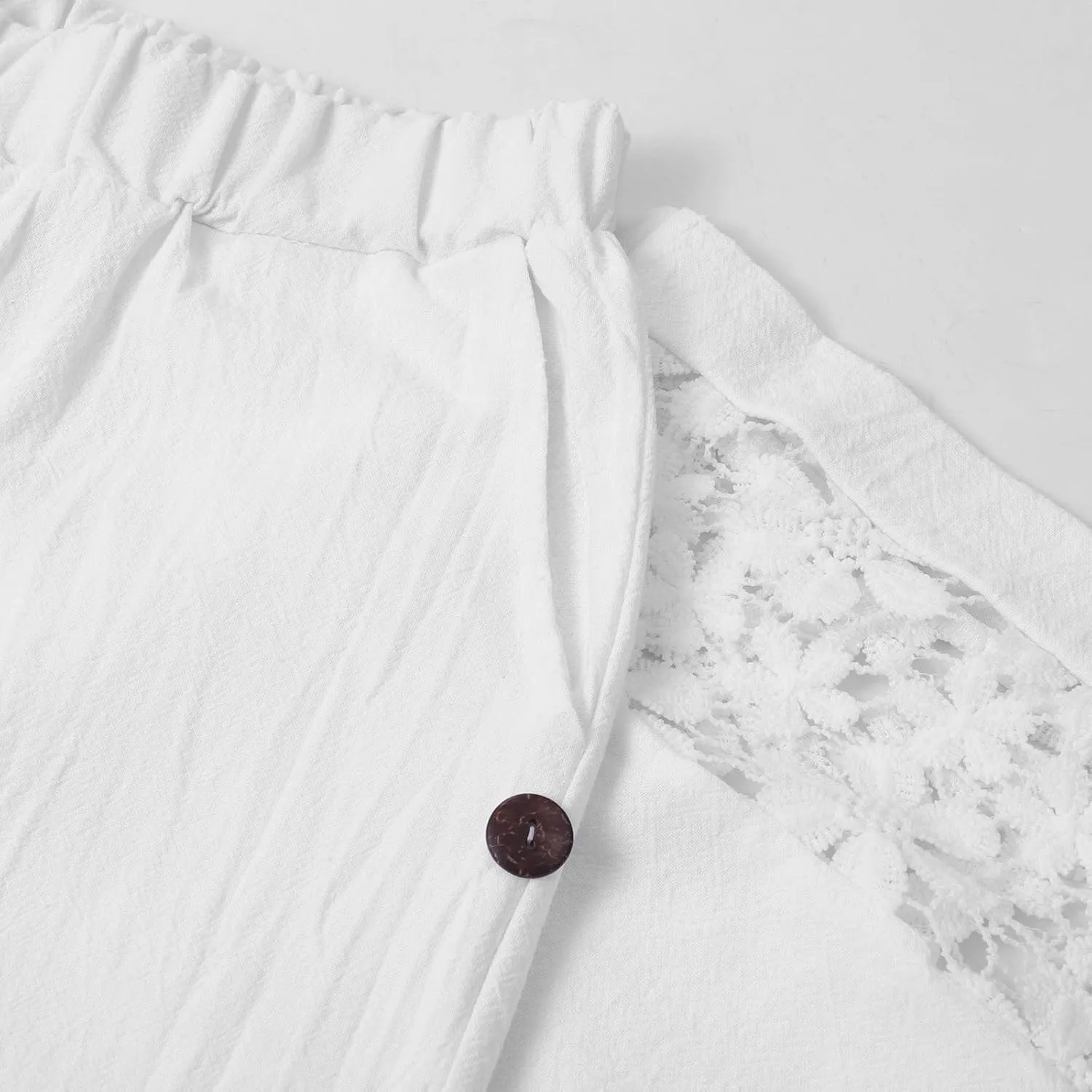 Boho Clothes for Women Buckle Pants with Elegant Pockets and Casual Wide Leg Fashion Plus Size Linen Pants for Women