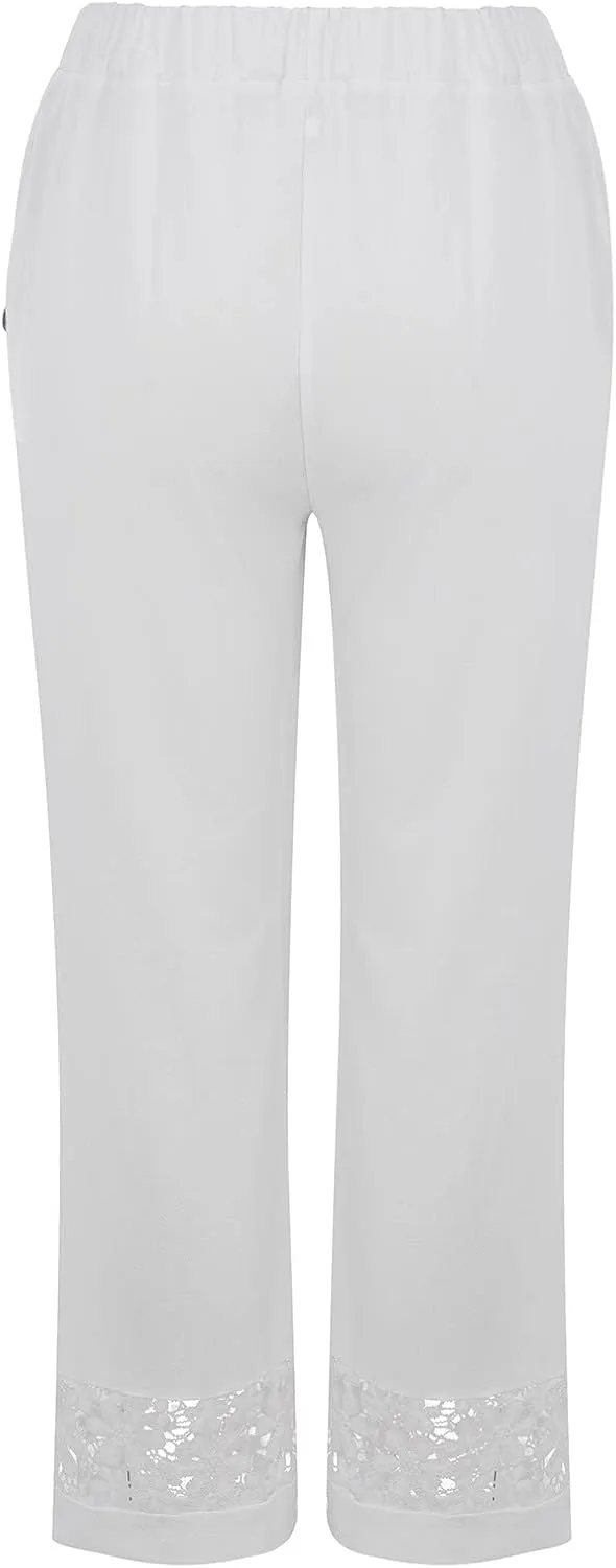 Boho Clothes for Women Buckle Pants with Elegant Pockets and Casual Wide Leg Fashion Plus Size Linen Pants for Women