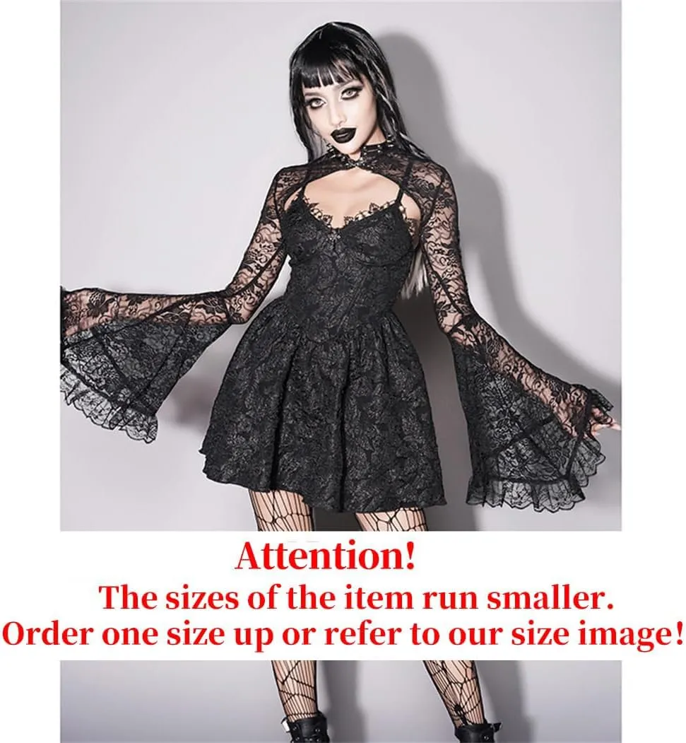 Bolero Shrug Top Trad Goth Black Shawls and Wraps for Evening Dresses Short Cardigan