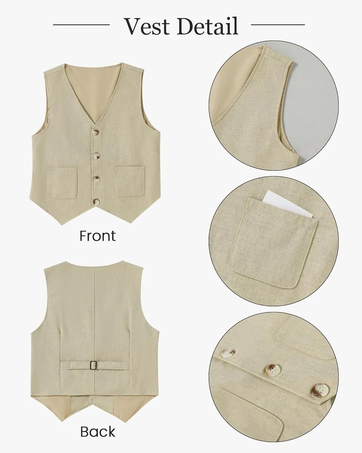Boys Suit for Formal Occasions 4 Pieces Suit Sets Including Vest Printed Pants Dress Shirt and Tie for 6-10 Years