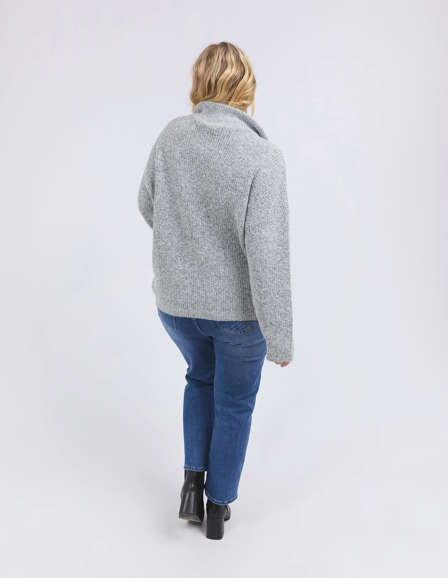 Bron Button Knit - Grey Marle