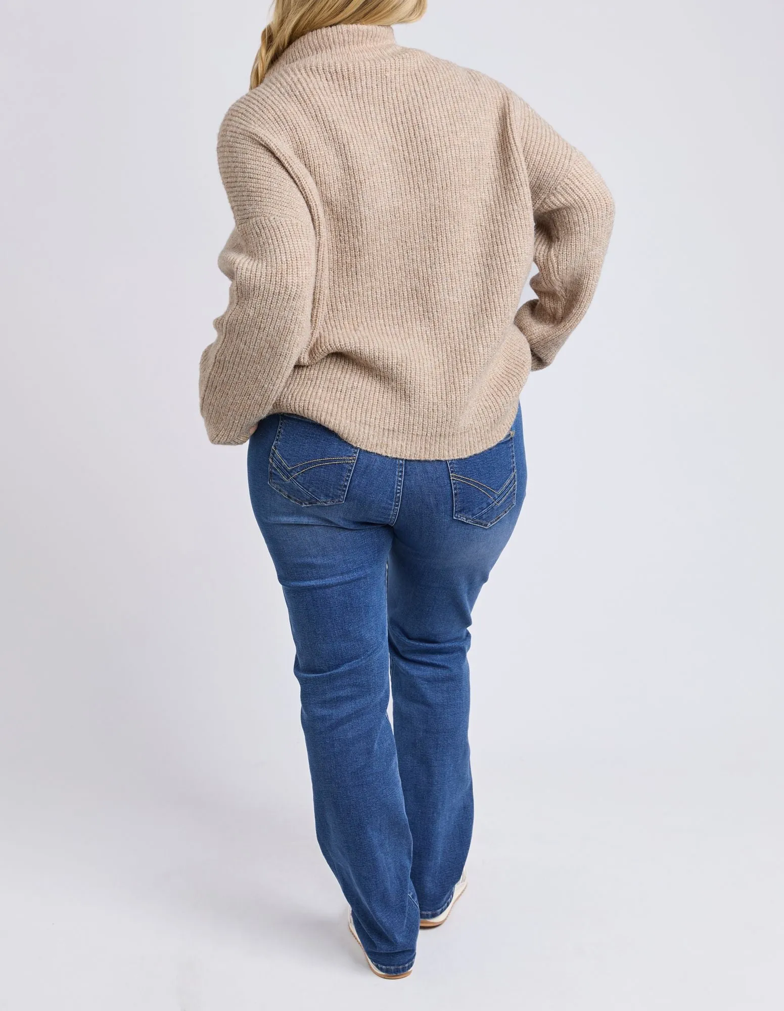 Bron Button Knit - Oatmeal Marle