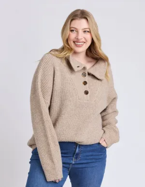 Bron Button Knit - Oatmeal Marle