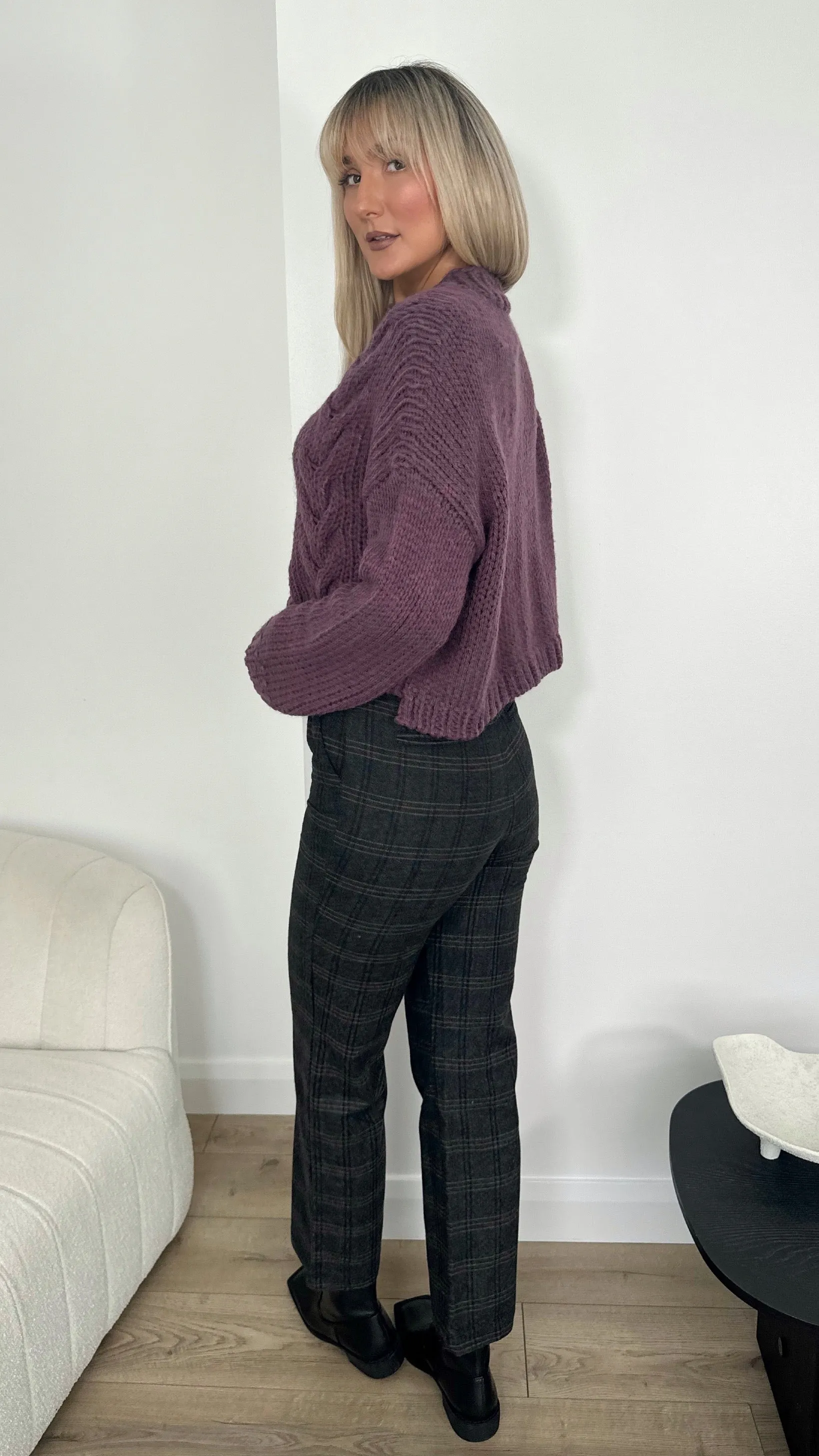 Carla Dusty Purple Soft Hand Chunky Knitted Wool Jumper