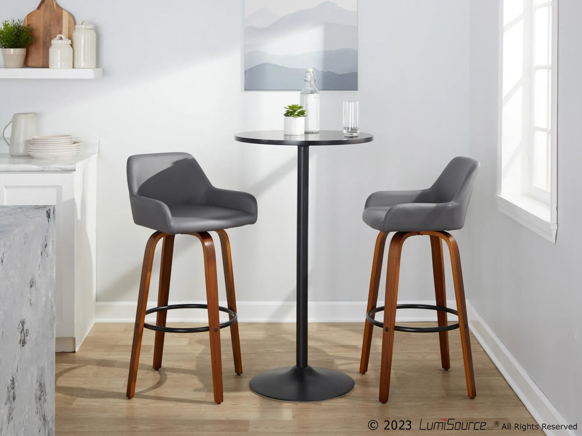 Daniella 30" Fixed-Height Barstool - Set of 2 By LumiSource - B30-DNLAPU-GRTZQ2 WLCAM2