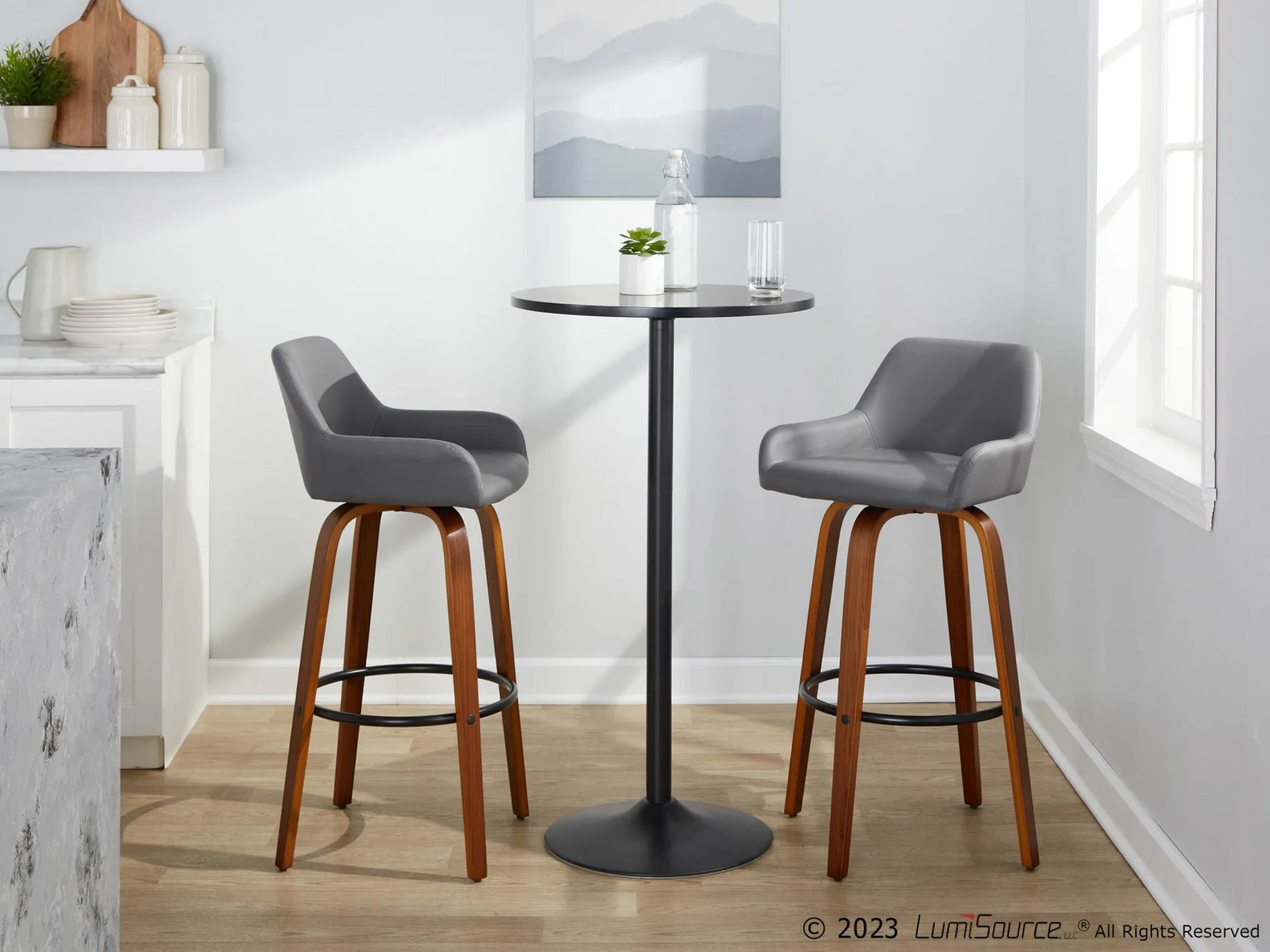 Daniella 30" Fixed-Height Barstool - Set of 2 By LumiSource - B30-DNLAPU-GRTZQ2 WLCAM2