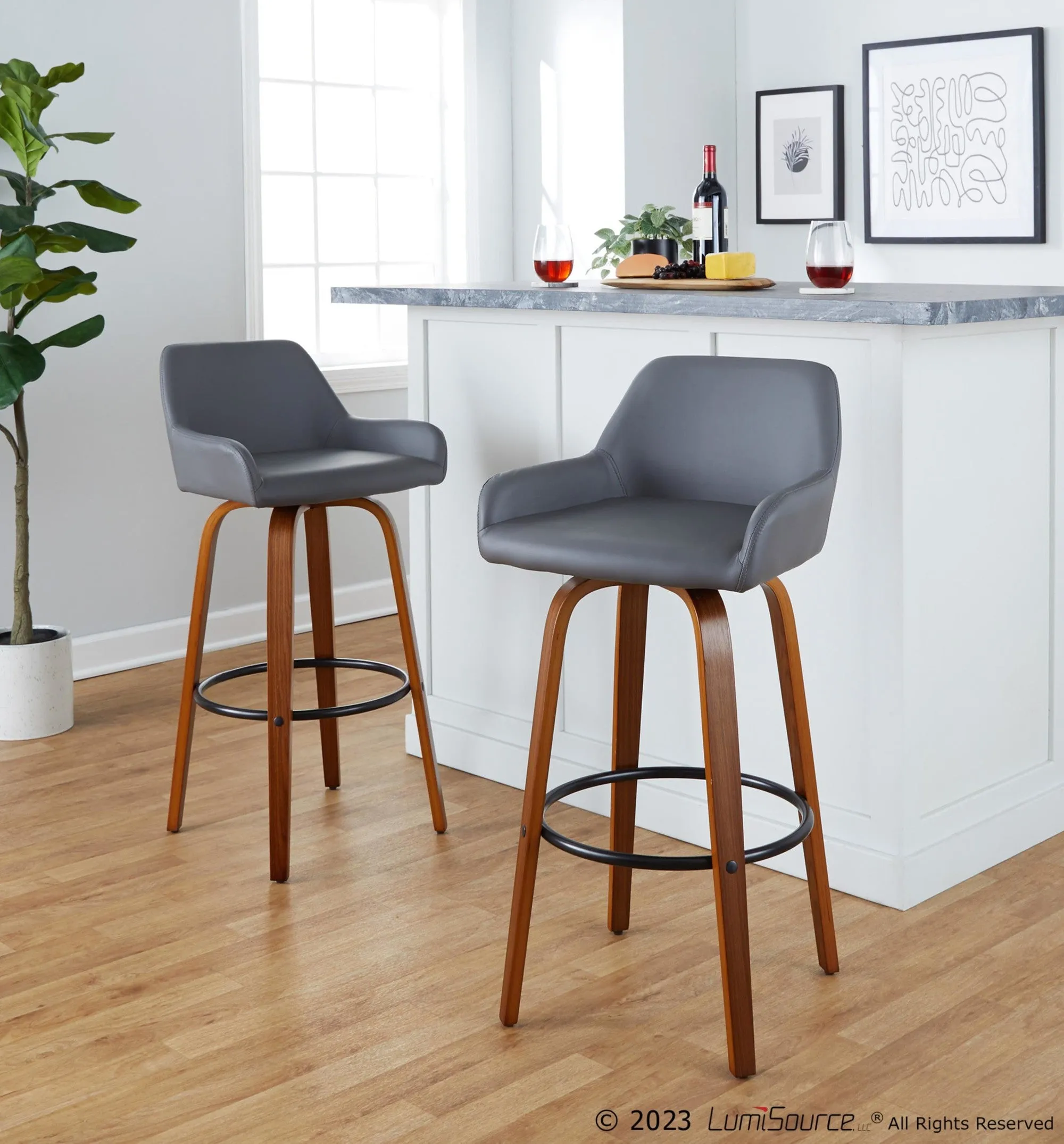 Daniella 30" Fixed-Height Barstool - Set of 2 By LumiSource - B30-DNLAPU-GRTZQ2 WLCAM2