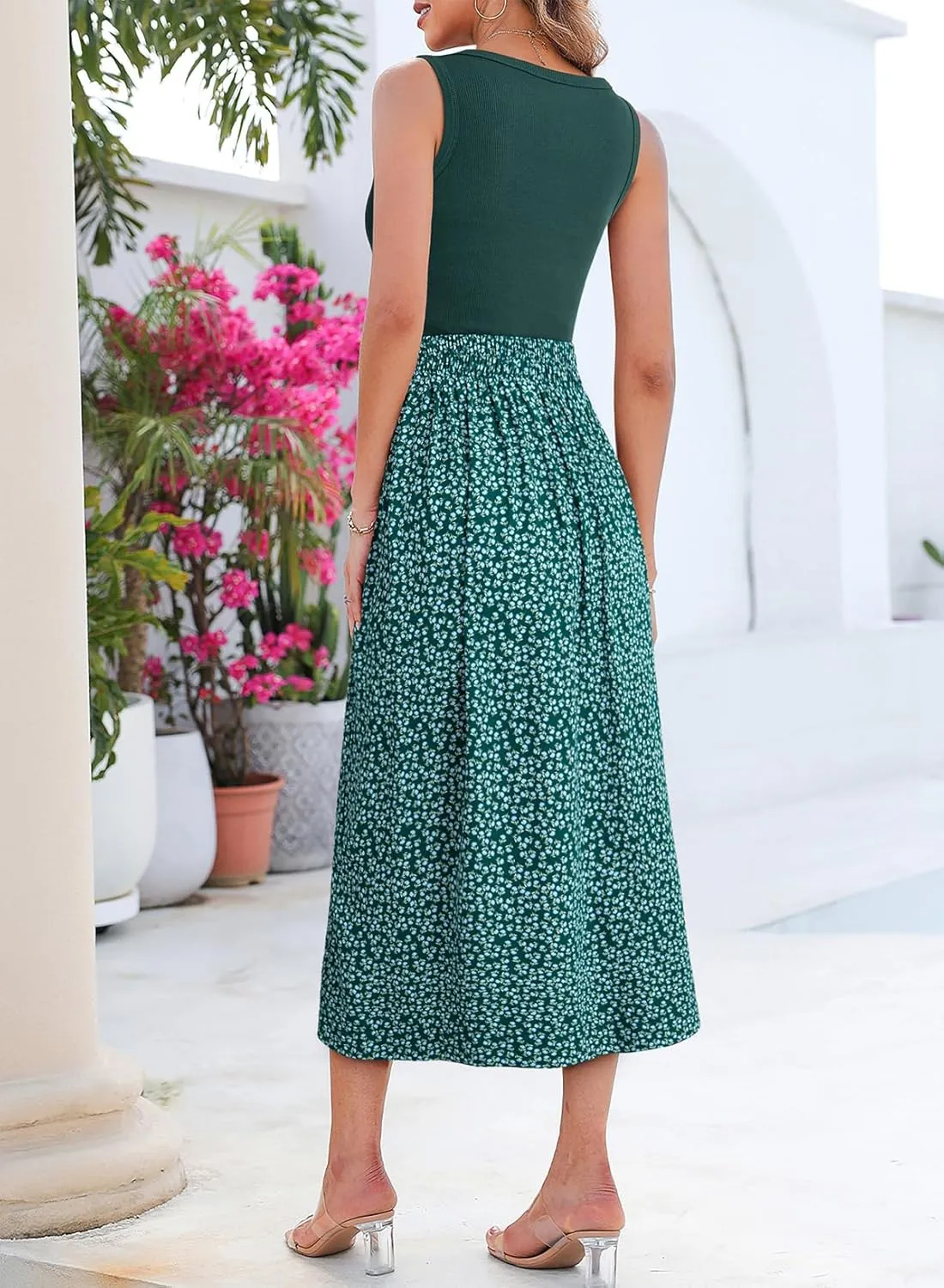 Dokotoo 2 Piece Sets for Women Summer Sleeveless Tank Tops and Boho Tie Knot Elastic Waist Midi Skirt Set