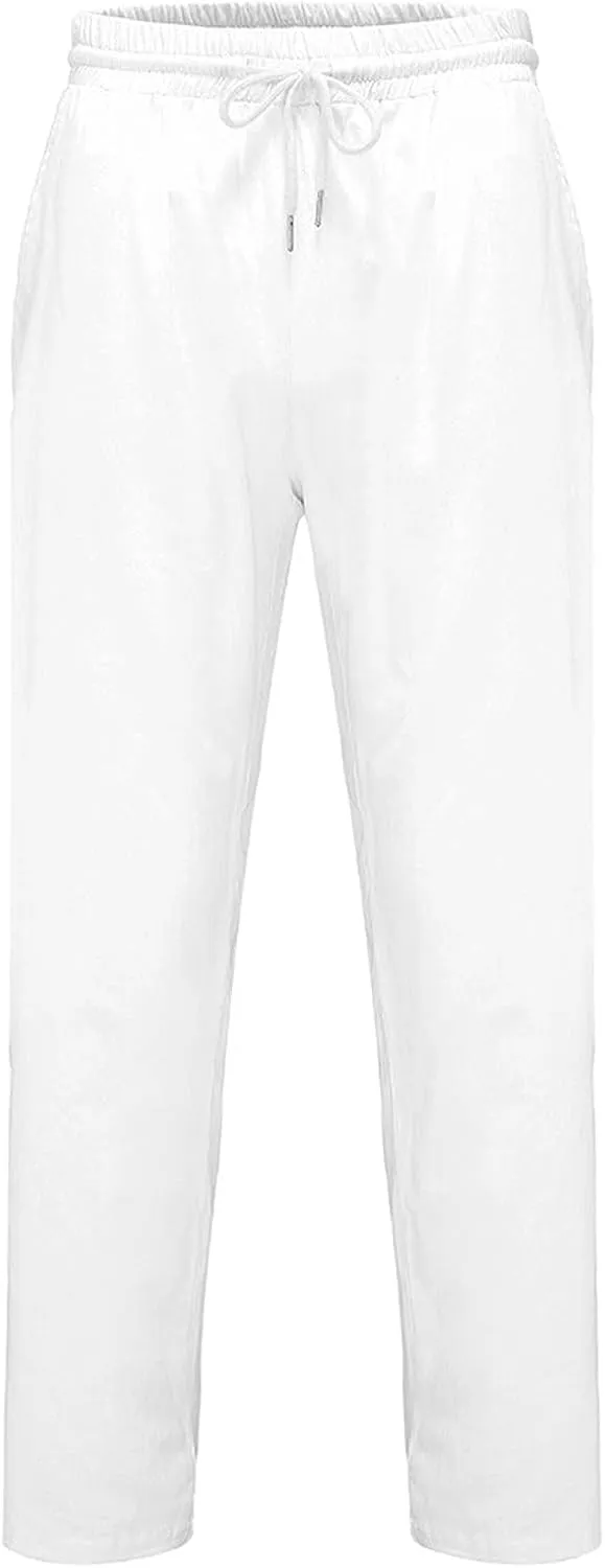 DuDubaby Ski Pants Men Men Fashion Cotton Linen Plus Size Casual Elastic Waist Pockets Long Pants Running Pants