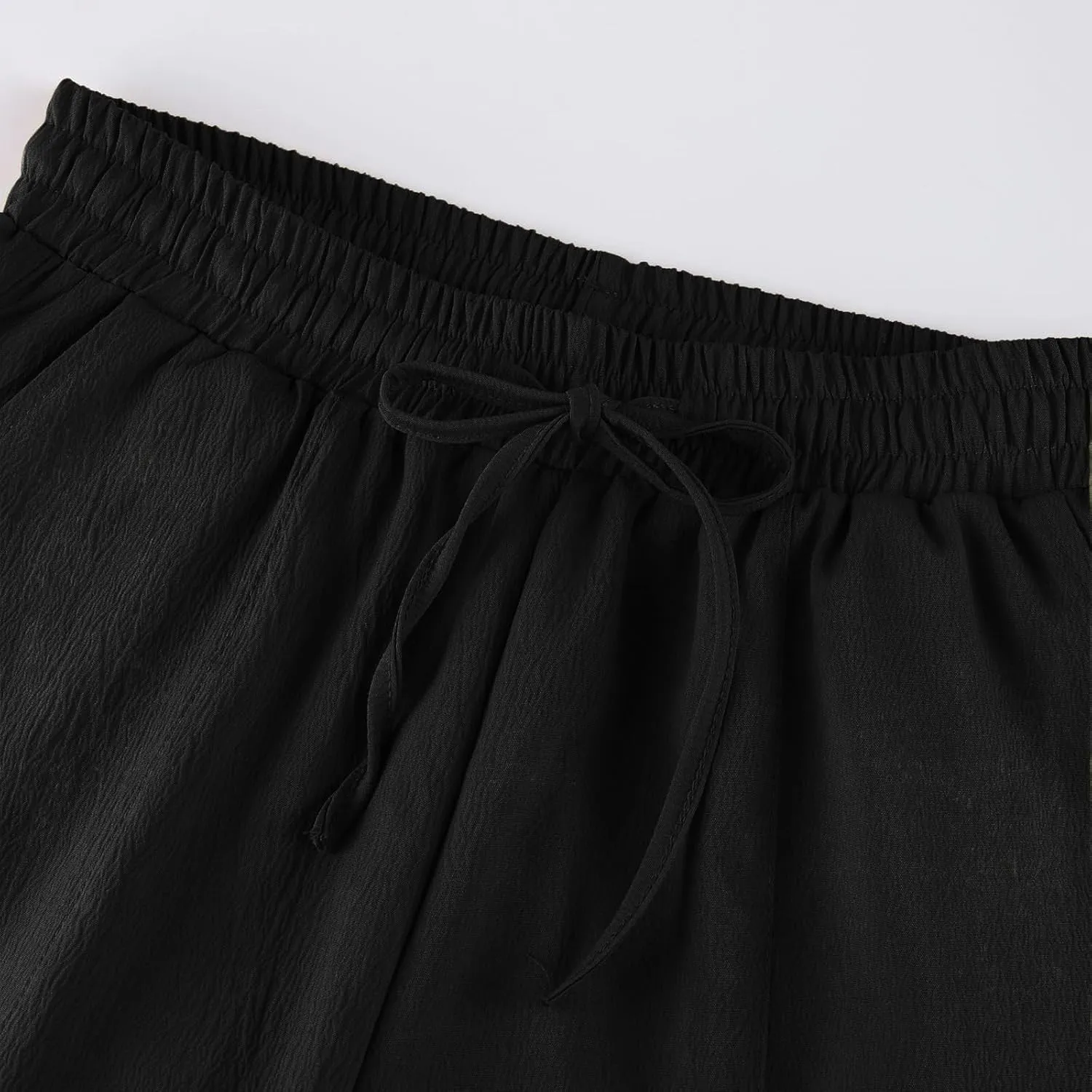 fanmpghleoo Linen Harem Pants Women with Pockets Drawstring Wide Leg Pirate Pants High Waisted Capri Joggers with Pockets