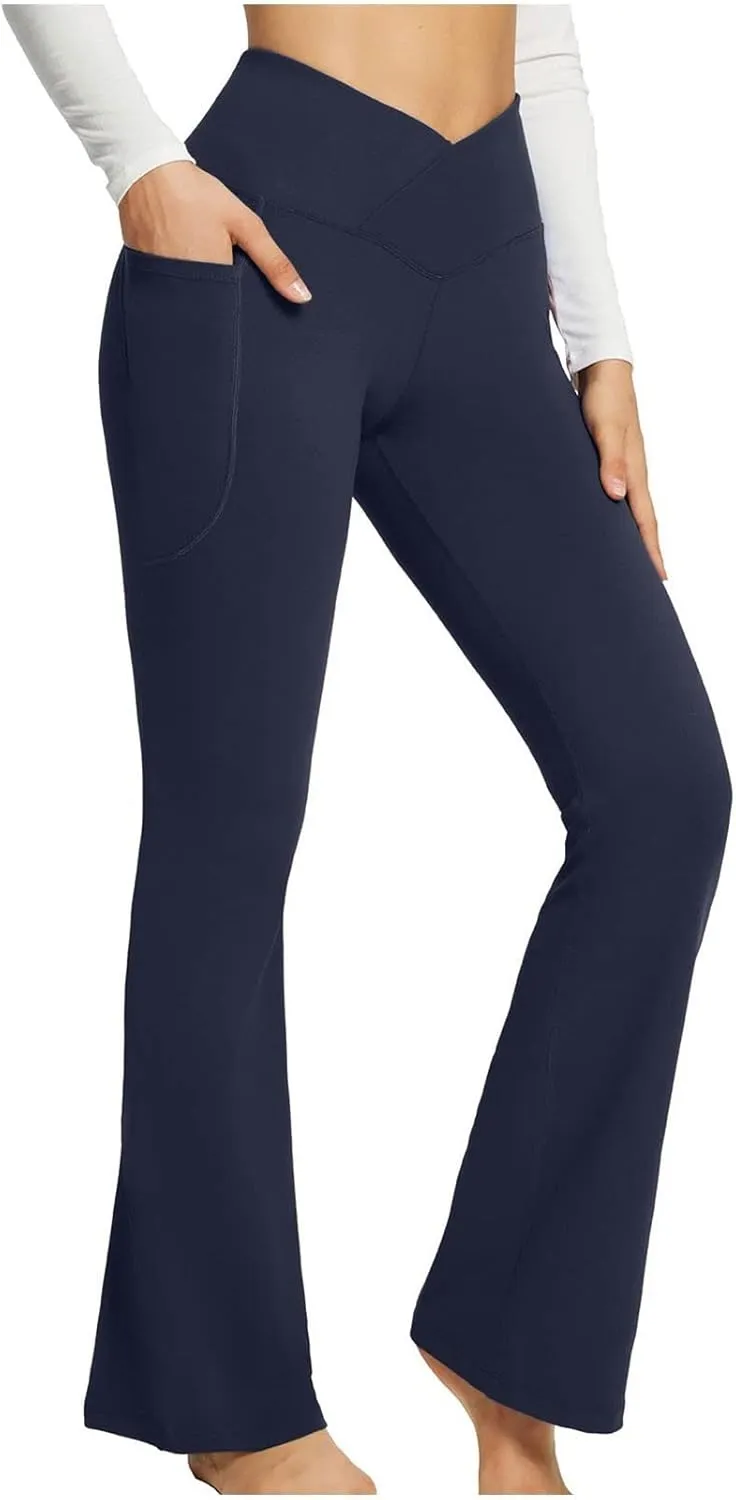 Flare Yoga Pants For Women Long Workout Legging Bell Bottom High Rise Stretch Bootcut Pull On Casual Lounge Trouser