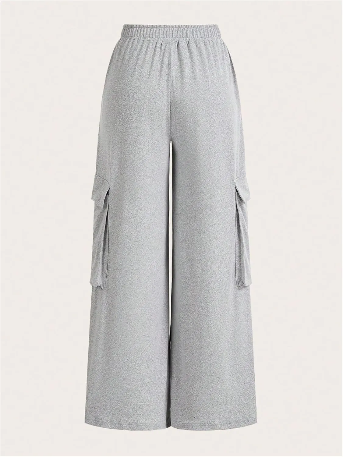 Floerns Women's Elastic Waist Cargo Pants Workout Wide Leg Pants Trousers with Pockets
