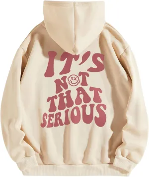 Floerns Women's Letter Graphic Print Long Sleeve Drawstring Hoodie Sweatshirt
