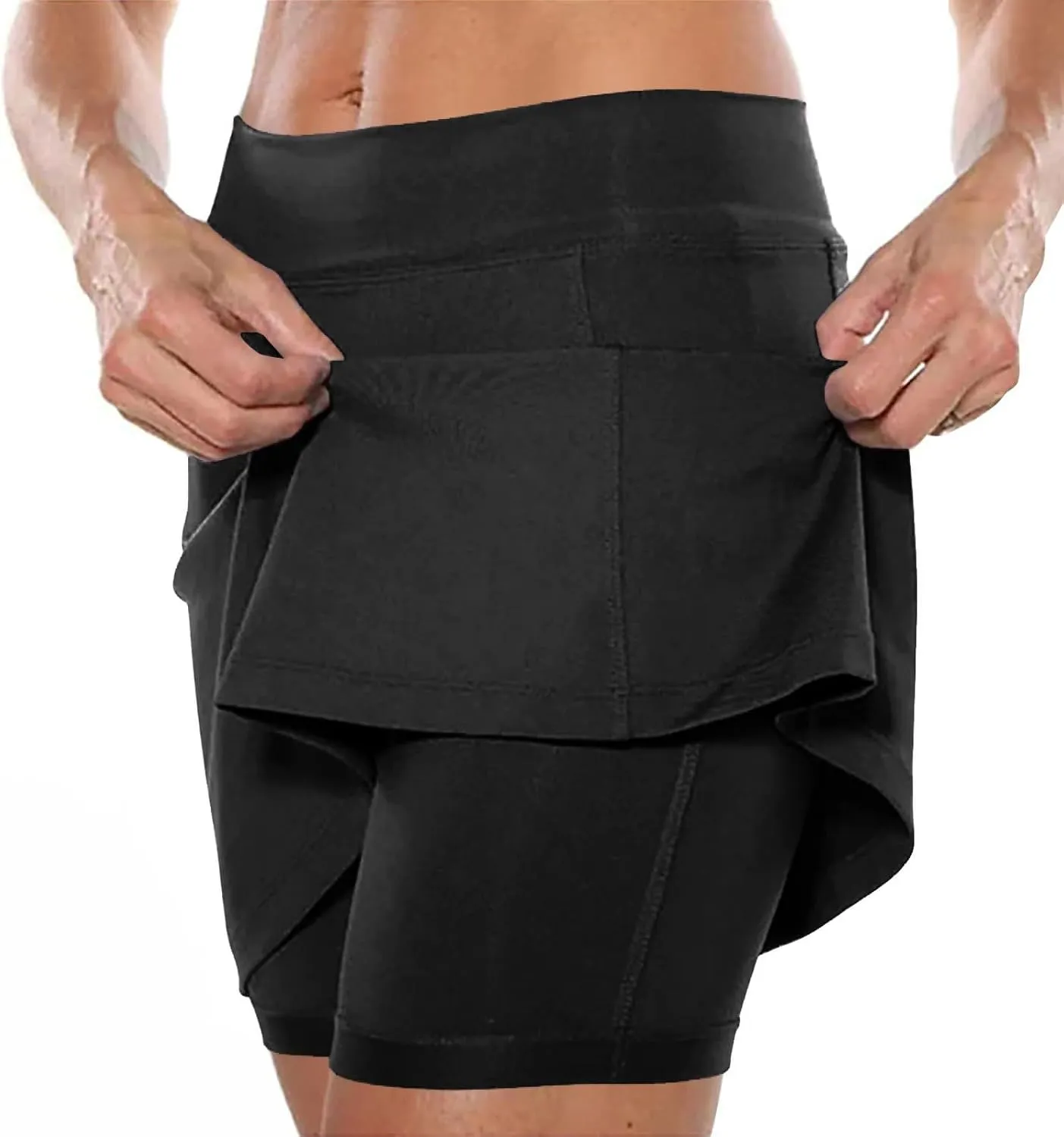 FQZWONG Skorts for Women Plus Size Elastic High Waisted Athletic Workout Skirt Pants Casual Solid Gym Yoga Tennis Shorts