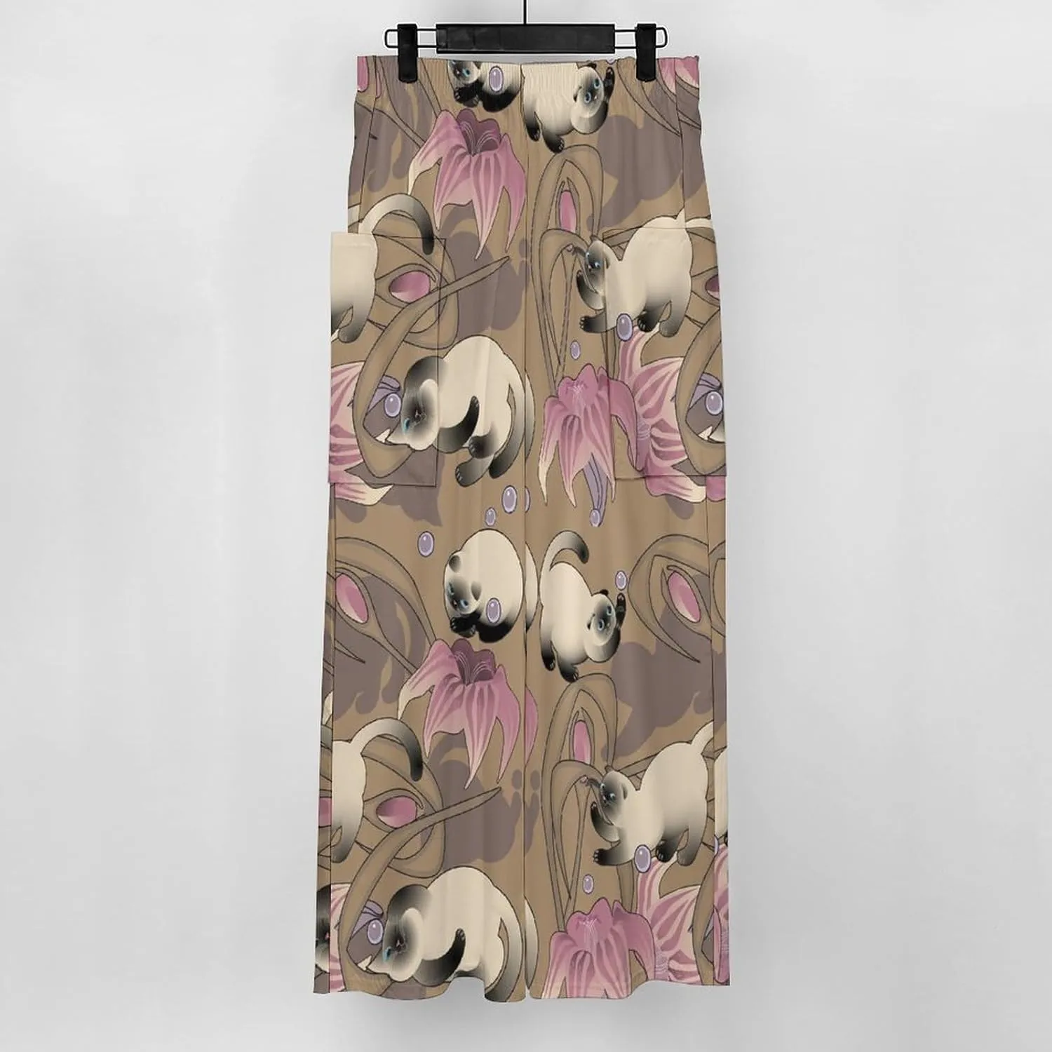 Funny Siamese Cat Women's Casual Pants Yoga Loose Wide Legs Trousers with Pockets High Waist