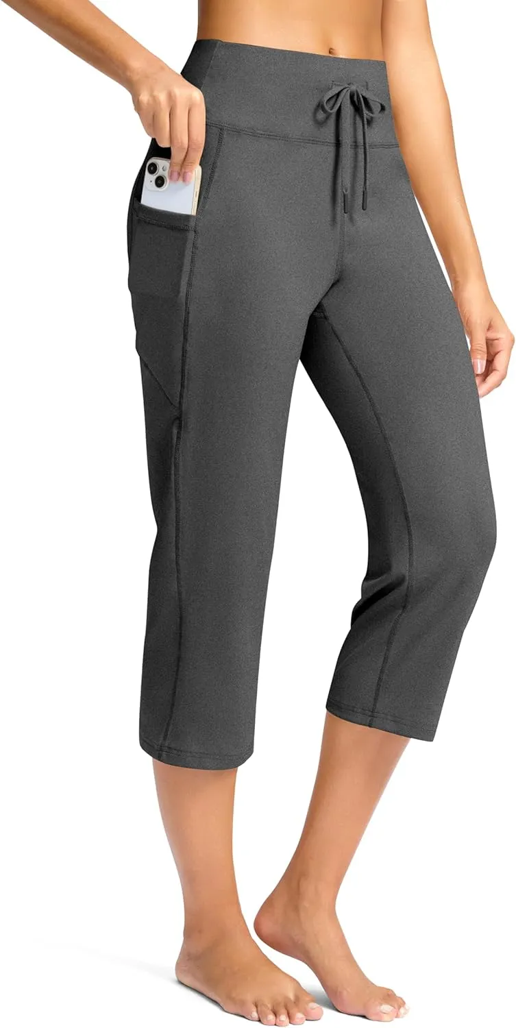 G Gradual Yoga Capri Pants for Women with Pockets High Waist Capris Leggings Tummy Control Straight Workout Summer Crop Pants