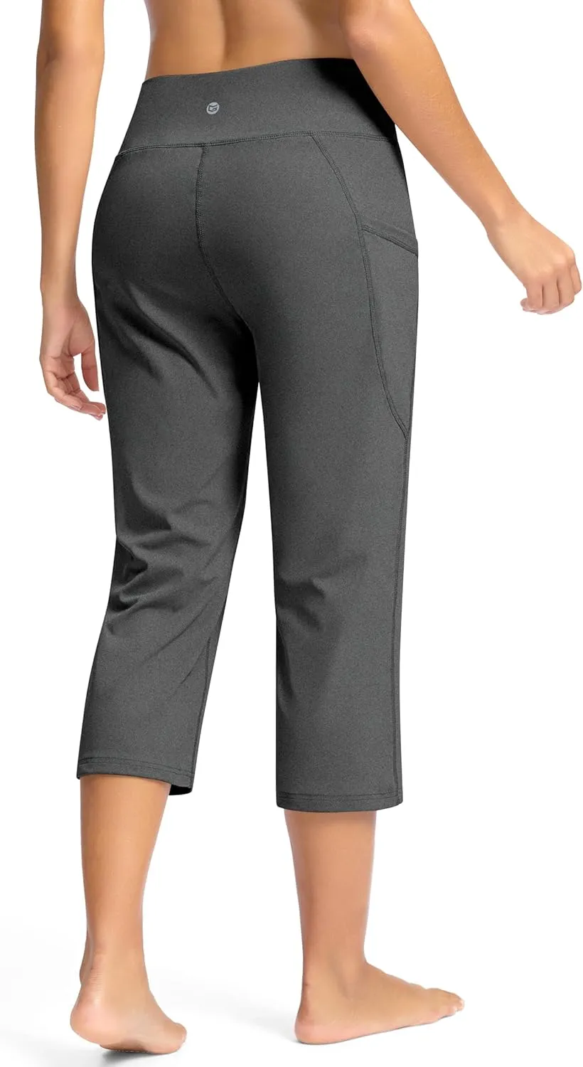 G Gradual Yoga Capri Pants for Women with Pockets High Waist Capris Leggings Tummy Control Straight Workout Summer Crop Pants