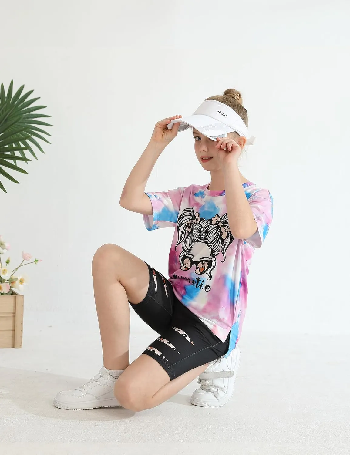 Girls Summer Clothes Size 6 Tie Dye Short Sleeve T Shirt Tops   Leggings Sweatpants Girls Clothes Size 7