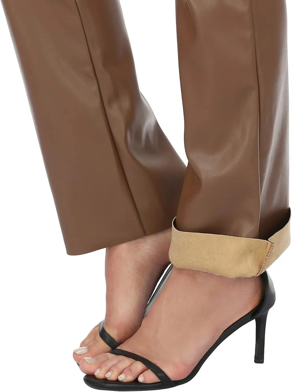 HDE Women's Faux Leather Pants High Waisted Straight Leg Trousers with Pockets