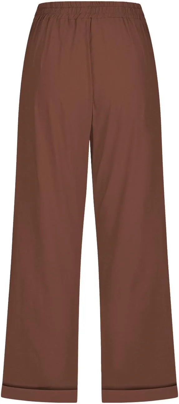 hlysgo Casual Capri Pants for Women High Waist Drawstring Beach Pants 2025 Summer Plus Size Cotton Linen Cropped Trouser