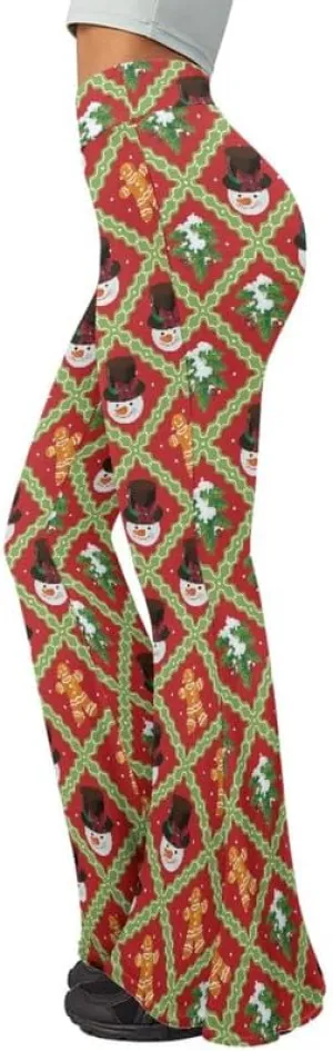 Irisjudy Hawaii Floral Flare Leggings for Women 30" Tummy Control Bootcut Yoga Pants High Waisted Casual Business Work Pants
