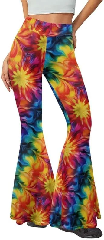 Irisjudy Hawaii Floral Flare Leggings for Women 30" Tummy Control Bootcut Yoga Pants High Waisted Casual Business Work Pants