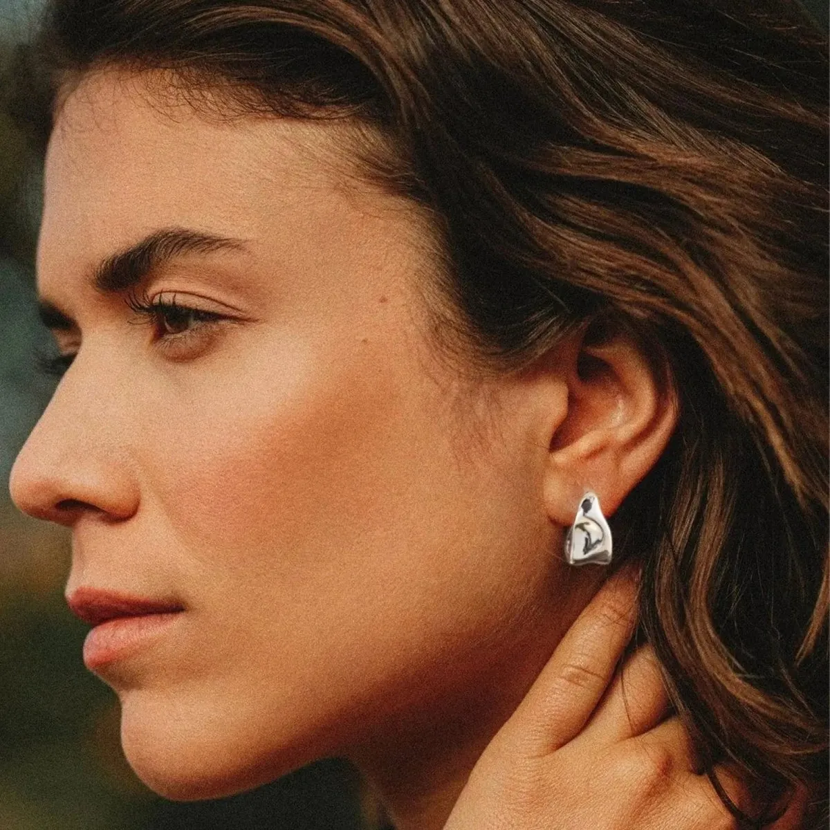 Kyerlyn Chunky Silver Geometric Stud Earrings