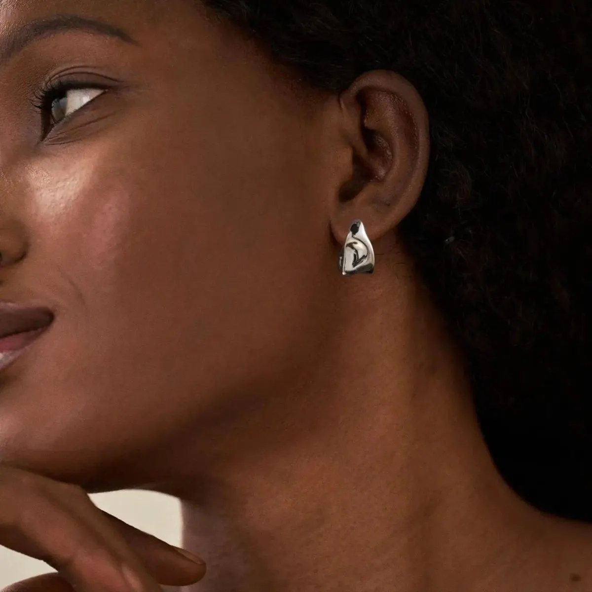 Kyerlyn Chunky Silver Geometric Stud Earrings