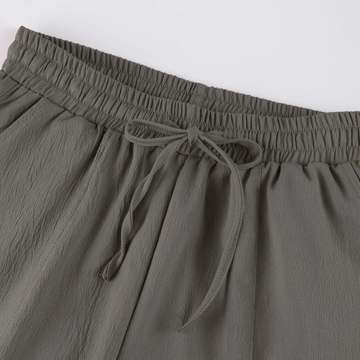 Linen Harem Pants Women Casual Summer High Waisted Beach Pants Baggy Lightweight Cropped Pant with Pockets