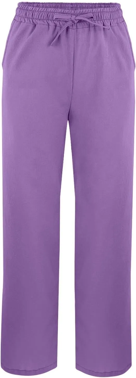 Linen Pants for Women 2025 Summer High Waist Elastic Straight Leg Lounge Pant Casual Loose Lightweight Beach Trousers