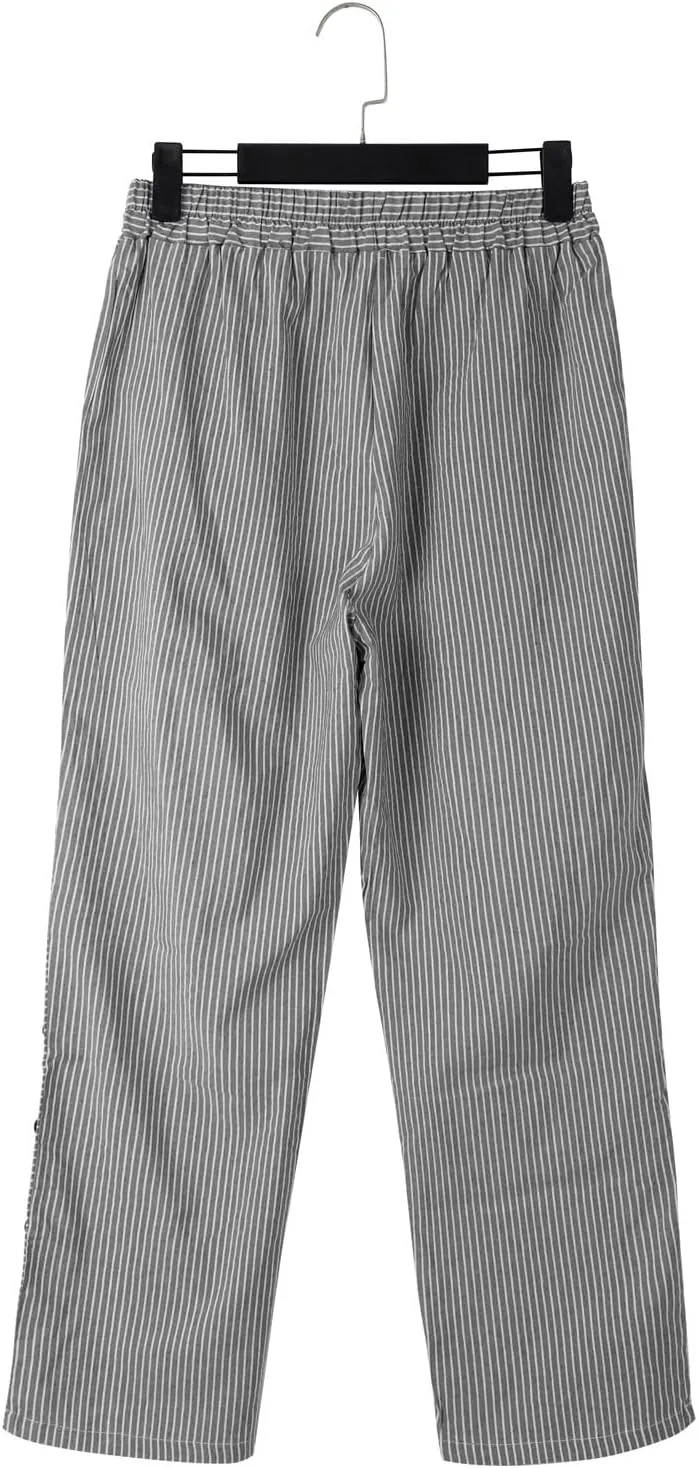 Linen Pants for Women 2025 Trendy Striped Spring Summer Casual Pants High Waist Straight Leg Trousers with Pockets