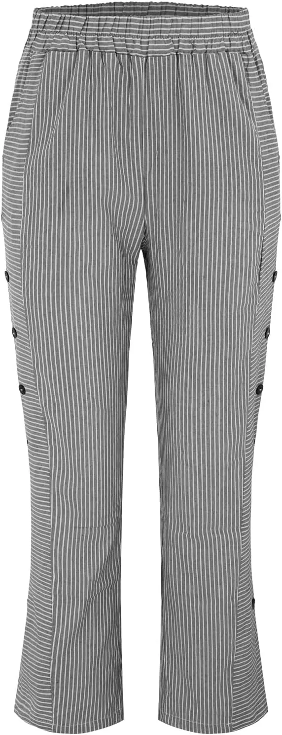 Linen Pants for Women 2025 Trendy Striped Spring Summer Casual Pants High Waist Straight Leg Trousers with Pockets