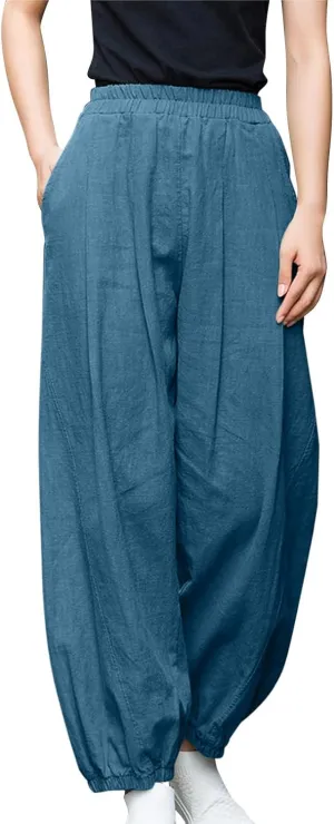 Linen Pants for Women Tall Long Pant Trousers with Pocket Casual Loose Pants Linen Blend Pants Linen Outfit