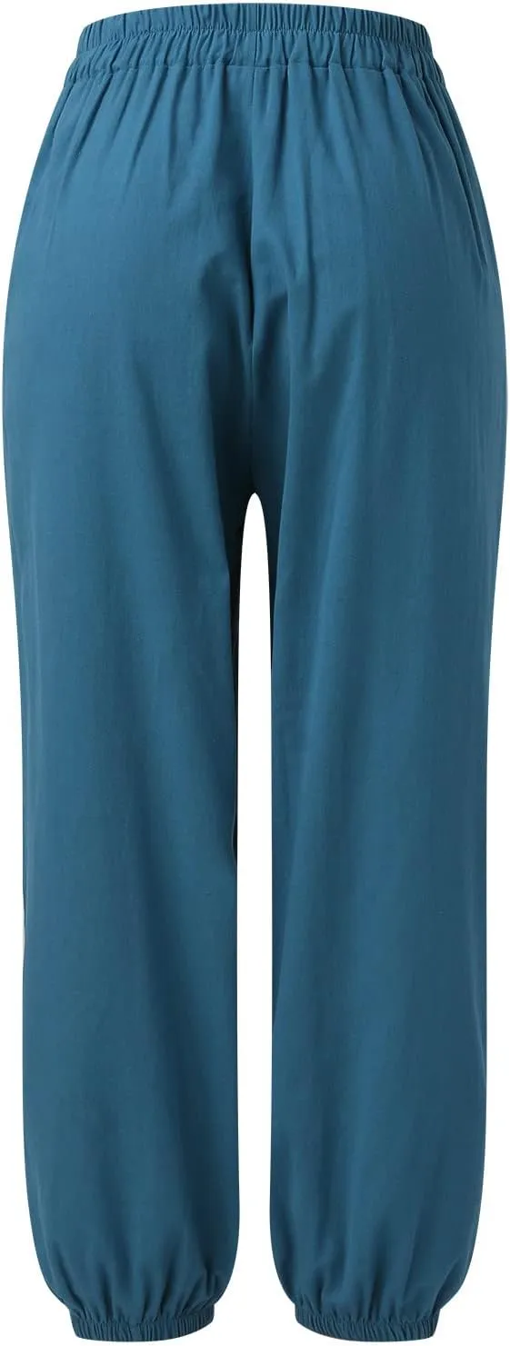 Linen Pants for Women Tall Long Pant Trousers with Pocket Casual Loose Pants Linen Blend Pants Linen Outfit